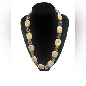 11 inch brown stone with clear stones and silver beads 925 silver clasp